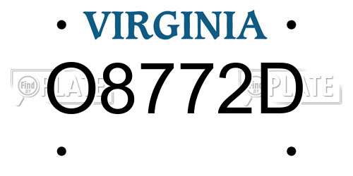O8772D Virginia License Plate