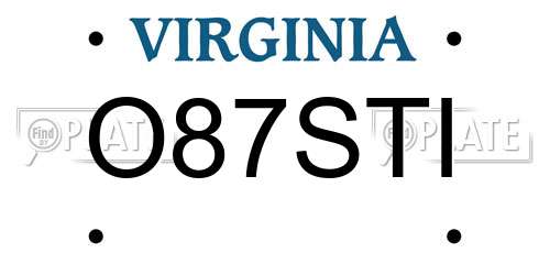 O87STI Virginia License Plate