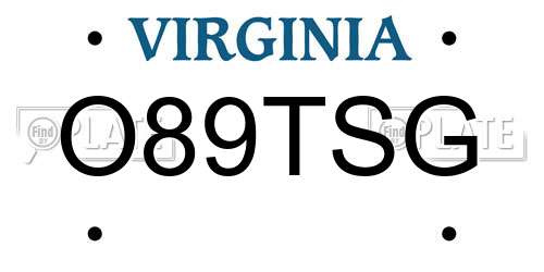 O89TSG Virginia License Plate