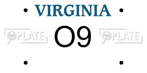 O9 Virginia License Plate