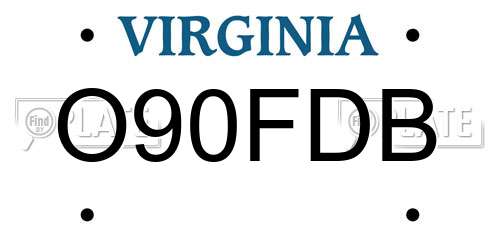 O90FDB Virginia License Plate