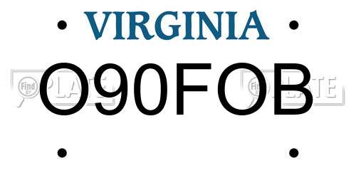 O90FOB Virginia License Plate