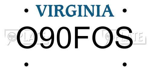 O90FOS Virginia License Plate