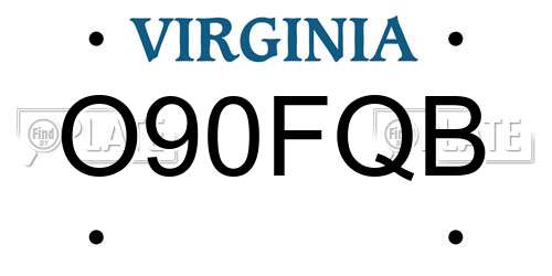 O90FQB Virginia License Plate