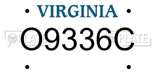 O9336C Virginia License Plate