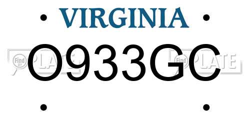 O933GC Virginia License Plate