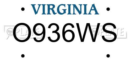 O936WS Virginia License Plate