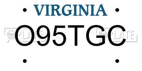 O95TGC Virginia License Plate