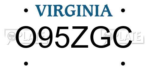 O95ZGC Virginia License Plate