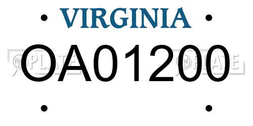 OA01200 Virginia License Plate