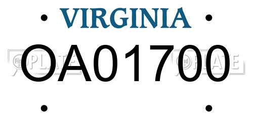 OA01700 Virginia License Plate