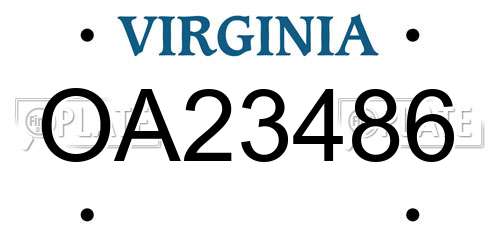 OA23486 Virginia License Plate