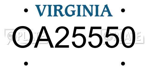 OA25550 Virginia License Plate