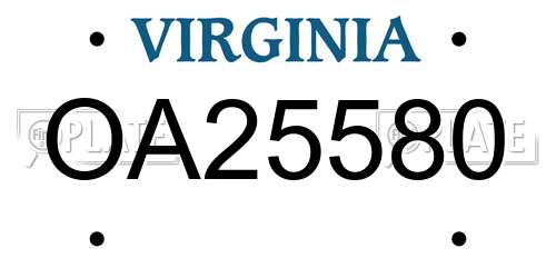 OA25580 Virginia License Plate