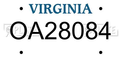 OA28084 Virginia License Plate