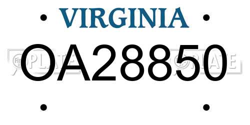OA28850 Virginia License Plate
