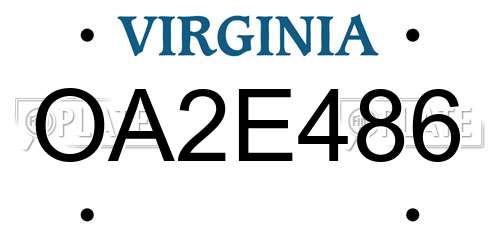 OA2E486 Virginia License Plate