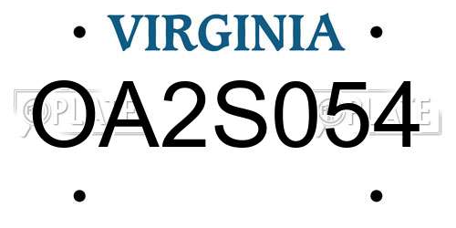 OA2S054 Virginia License Plate