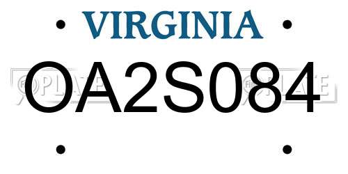 OA2S084 Virginia License Plate