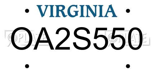 OA2S550 Virginia License Plate