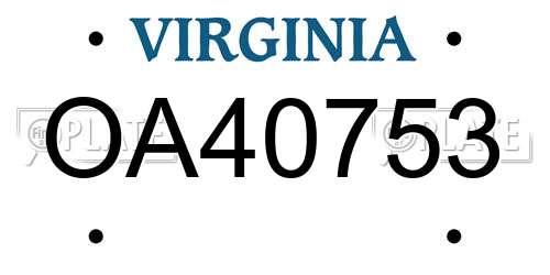 OA40753 Virginia License Plate