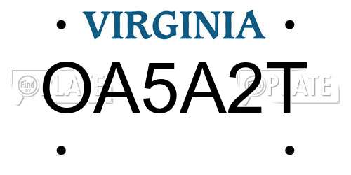 OA5A2T Virginia License Plate