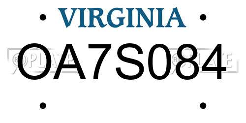 OA7S084 Virginia License Plate