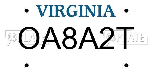 OA8A2T Virginia License Plate