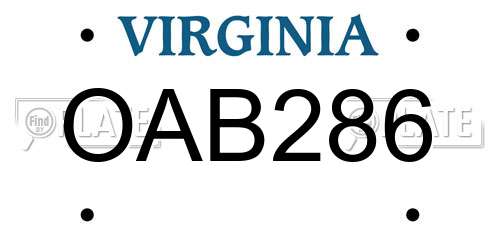 OAB286 Virginia License Plate
