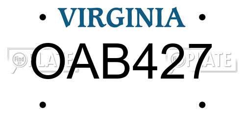 OAB427 Virginia License Plate