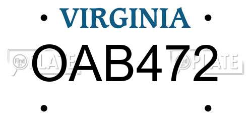 OAB472 Virginia License Plate