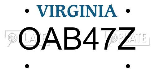 OAB47Z Virginia License Plate
