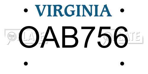 OAB756 Virginia License Plate