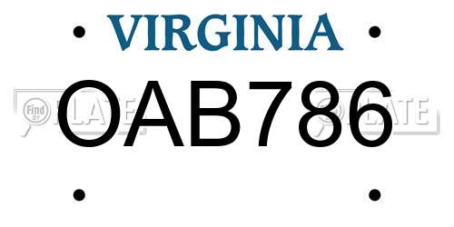 OAB786 Virginia License Plate
