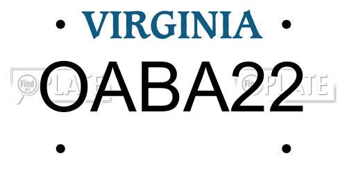 OABA22 Virginia License Plate