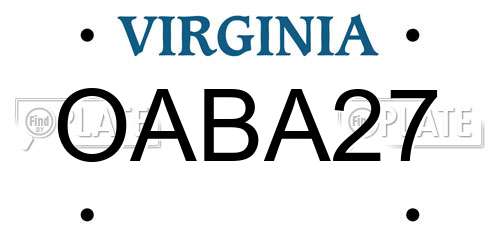 OABA27 Virginia License Plate