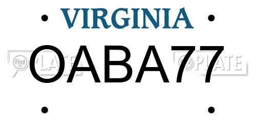 OABA77 Virginia License Plate