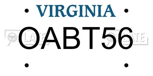 OABT56 Virginia License Plate
