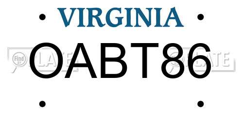 OABT86 Virginia License Plate