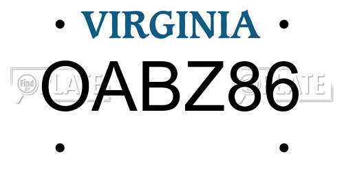 OABZ86 Virginia License Plate
