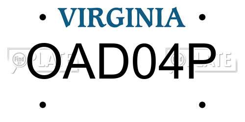OAD04P Virginia License Plate