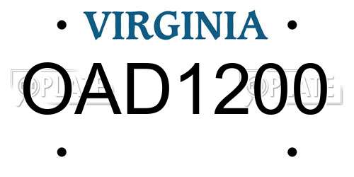 OAD1200 Virginia License Plate