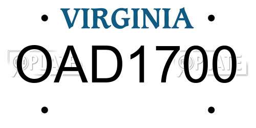 OAD1700 Virginia License Plate