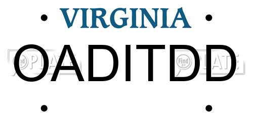 OADITDD Virginia License Plate