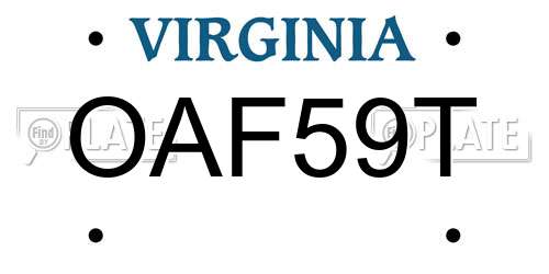 OAF59T Virginia License Plate