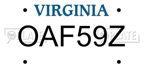 OAF59Z Virginia License Plate