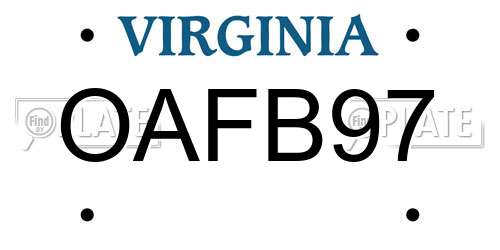 OAFB97 Virginia License Plate