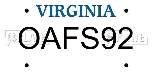 OAFS92 Virginia License Plate