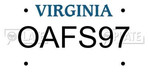 OAFS97 Virginia License Plate