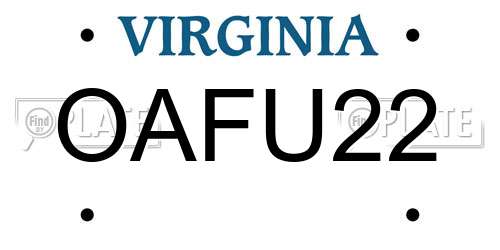 OAFU22 Virginia License Plate